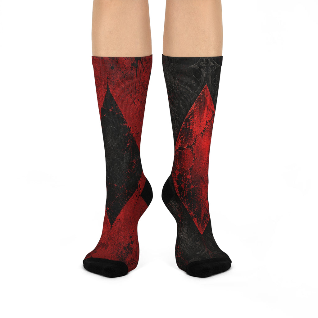 CRIMSON VICE | Diamond Riot Socks All-Over Print Crew Socks | Cyberdelia Skunkworks