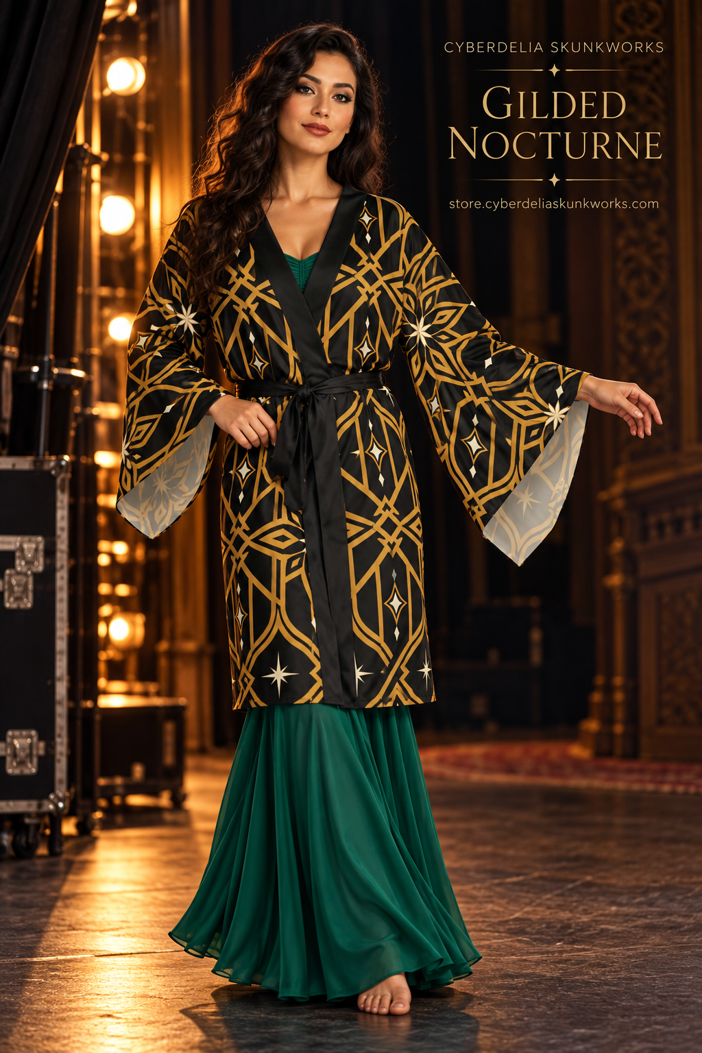Gilded Nocturne | Kimono Robe — Cyberdelia Skunkworks