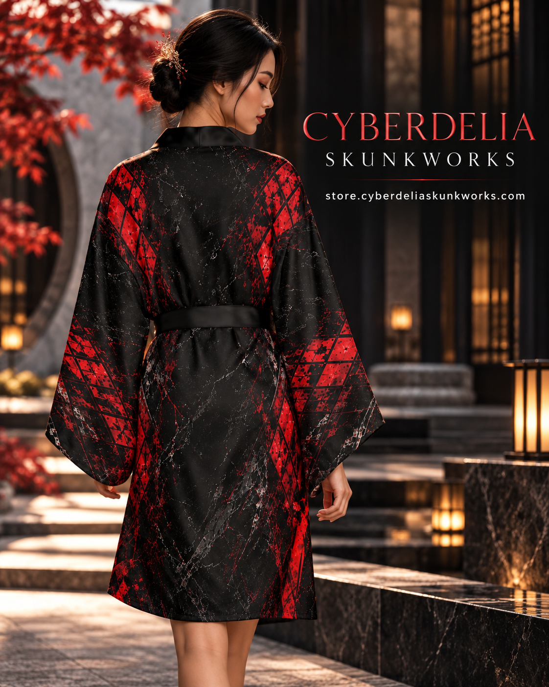 Crimson Vice Harlequin | Kimono Robe