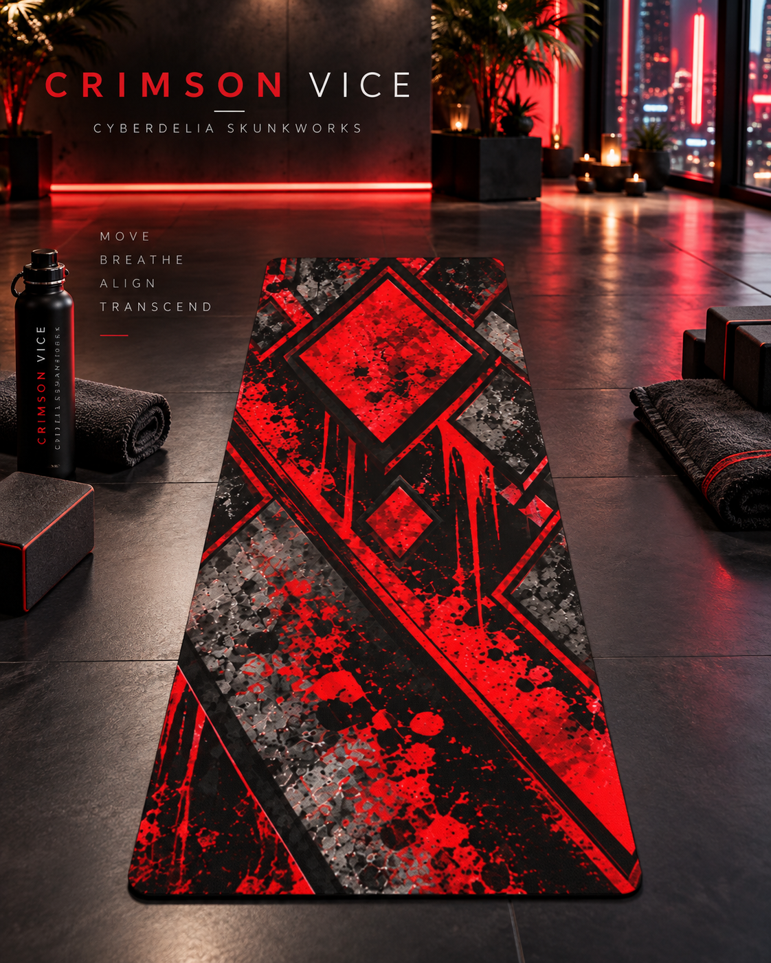 CRIMSON VICE | Dark Ritual Yoga Mat All-Over Print Yoga Mat | Cyberdelia Skunkworks