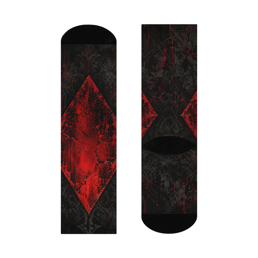 CRIMSON VICE | Diamond Riot Socks All-Over Print Crew Socks | Cyberdelia Skunkworks